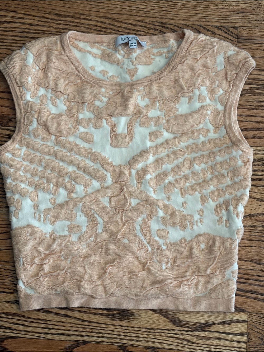 Lucy Paris XS Beige Ivory Textured Knit Sleeveless Sweater Top